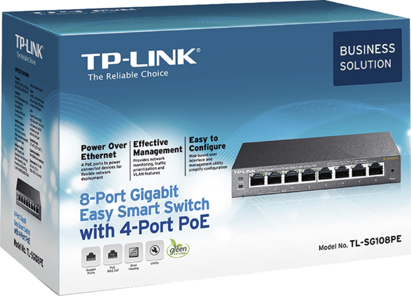 TP-Link TL-SG108PE 8-Port Gigabit Easy Smart Switch 4xPoE+