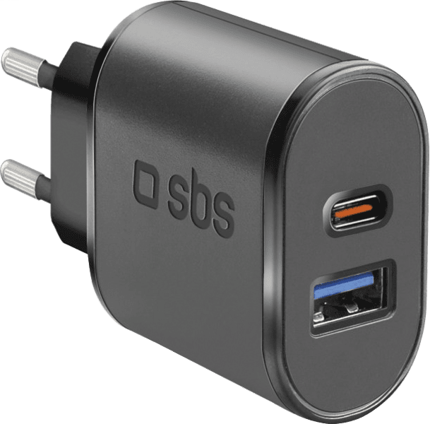 SBS Reiselader 15W USB/USB-C schwarz