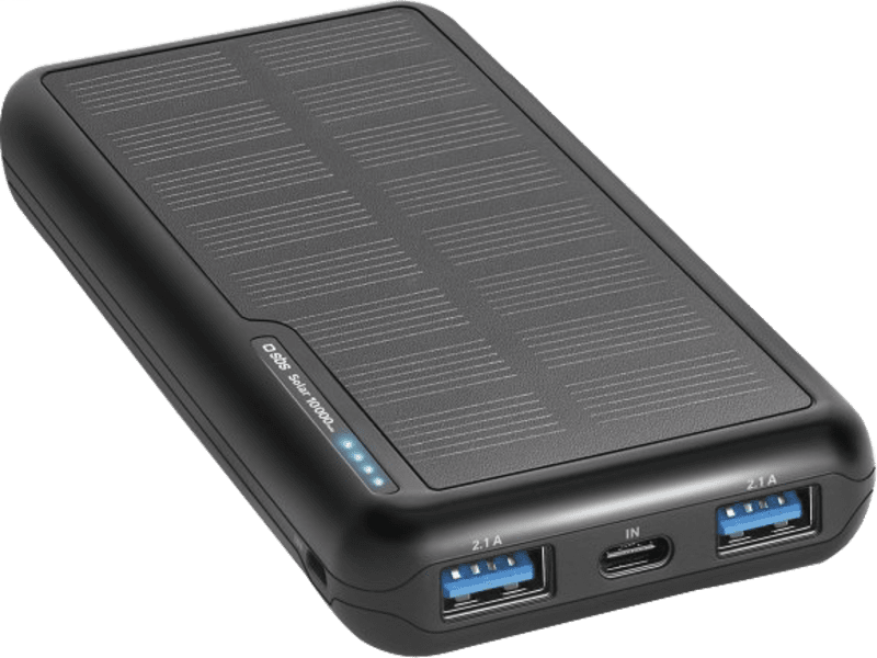 SBS Solar Powerbank 10.000mAh USB/USB-C schwarz