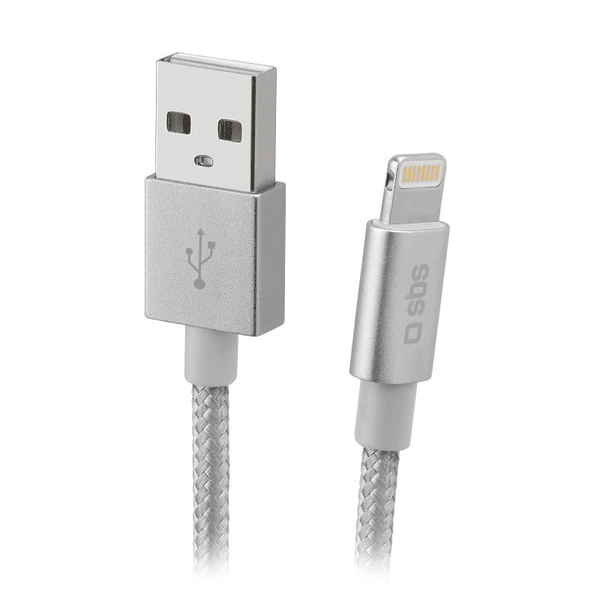 SBS USB auf Lightning Kabel 1m MFi silber