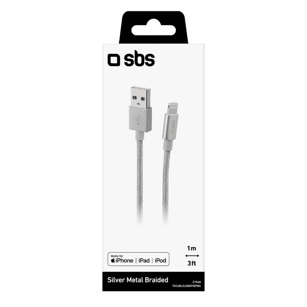 SBS USB auf Lightning Kabel 1m MFi silber