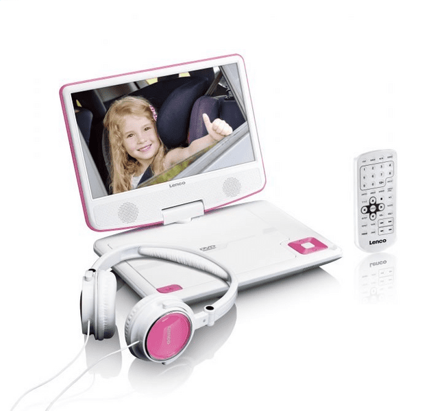 Lenco DVP-910 9" DVD-Player portabel m. Kopfhörer pink