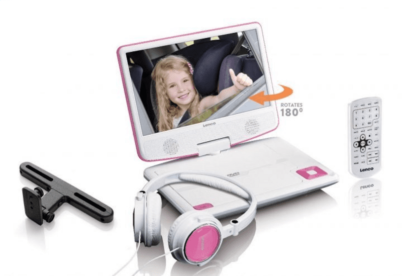 Lenco DVP-910 9" DVD-Player portabel m. Kopfhörer pink