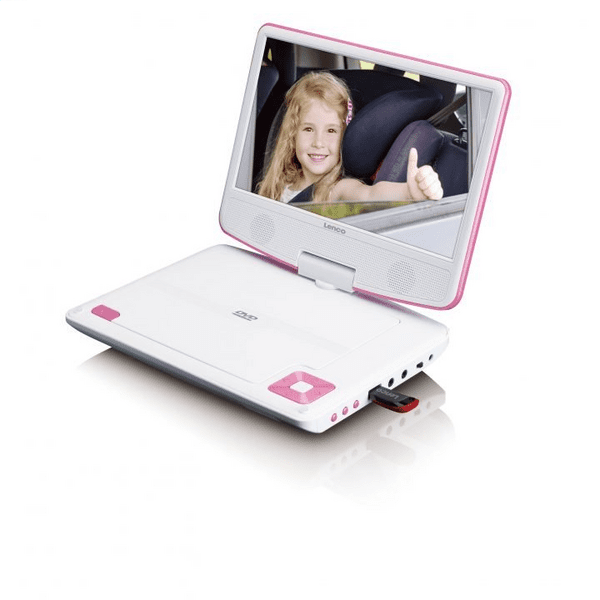 Lenco DVP-910 9" DVD-Player portabel m. Kopfhörer pink