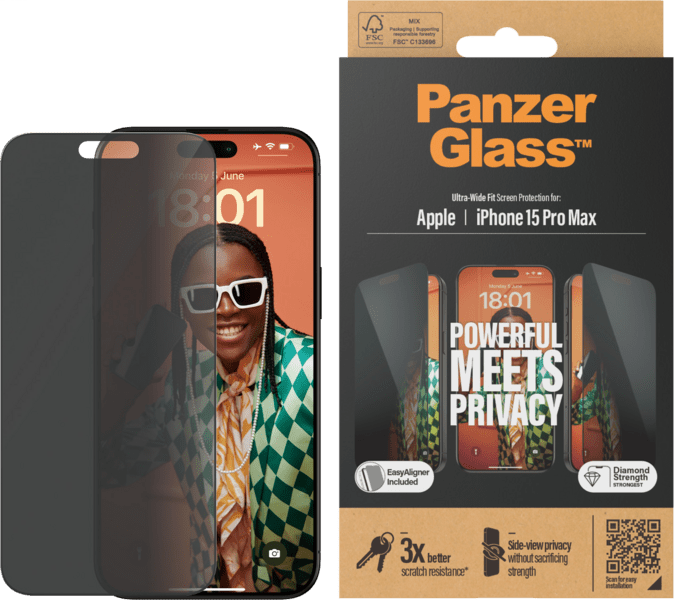 PanzerGlass SP iPhone 15 Pro Max UWF Privacy m. Applikator