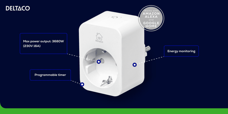 Deltaco Smart Home Stecker Verbrauchsmonitor 16A weiß