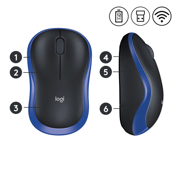 Logitech M185 kabellose Maus schwarz/blau