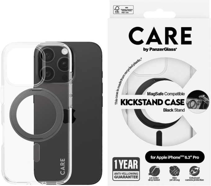 PanzerGlass CARE Feature Kickstand iPhone 16 Pro schwarz