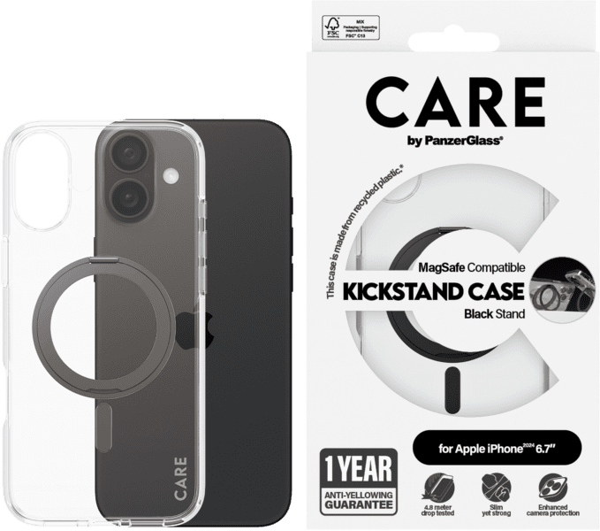 PanzerGlass CARE Feature Kickstand iPhone 16 Plus schwarz