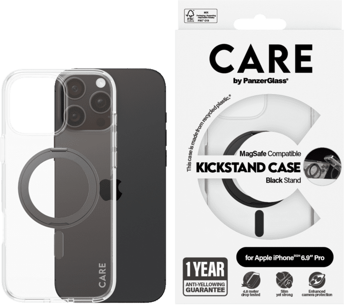 PanzerGlass CARE Feature Kickstand iPhone 16 Pro Max schwa