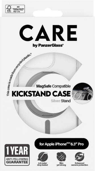 PanzerGlass CARE Feature Kickstand iPhone 16 Pro silber