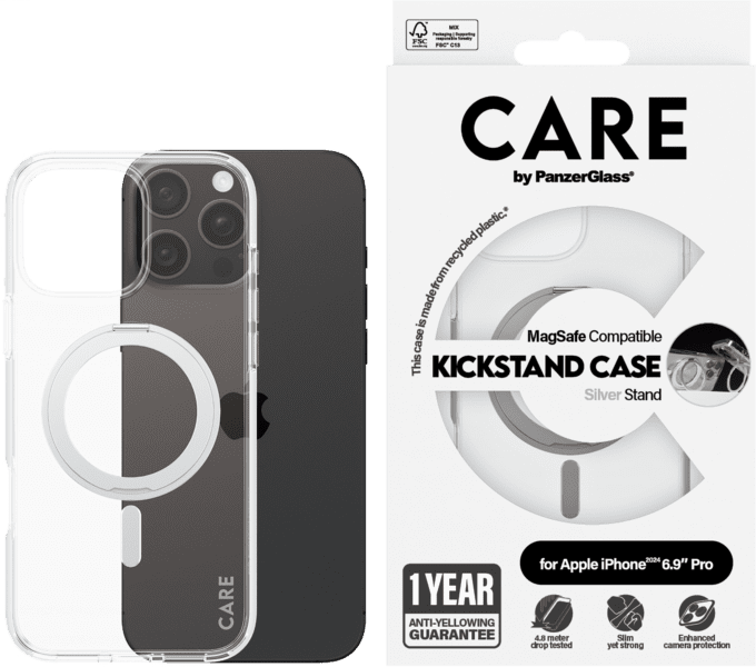 PanzerGlass CARE Feature Kickstand iPhone 16 Pro Max silbe