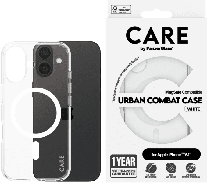 PanzerGlass CARE Flagship Colors iPhone 16 weiß