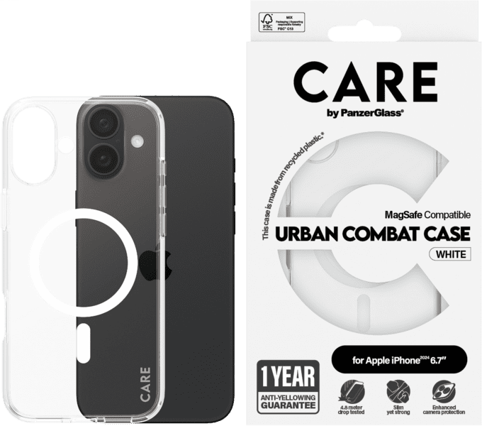 PanzerGlass CARE Flagship Colors iPhone 16 Plus weiß