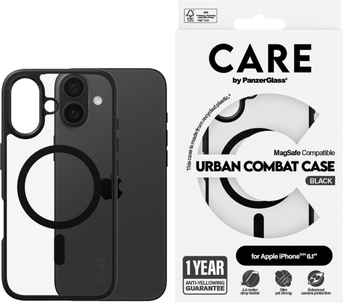 PanzerGlass CARE Flagship Urban Combat iPhone 16 schwarz