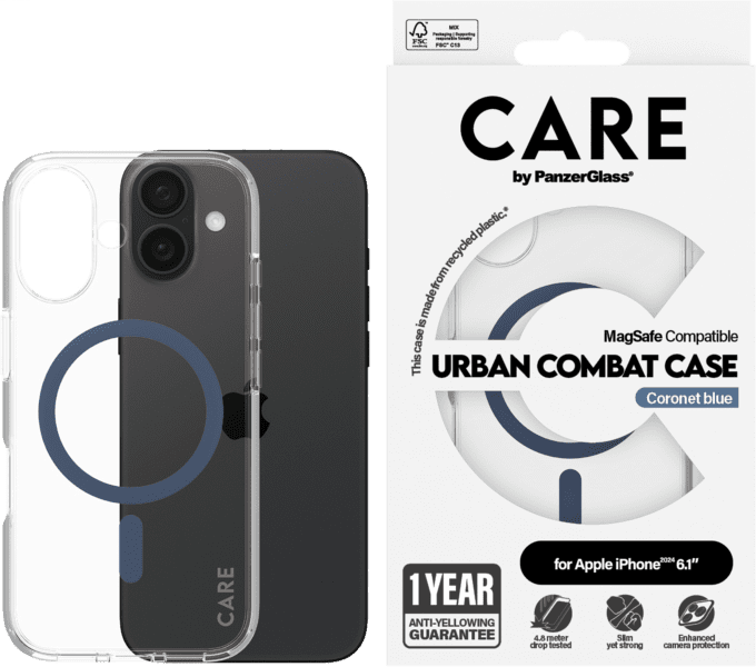 PanzerGlass CARE Flagship Colors iPhone 16 blau