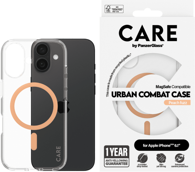 PanzerGlass CARE Flagship Colors iPhone 16 peachy