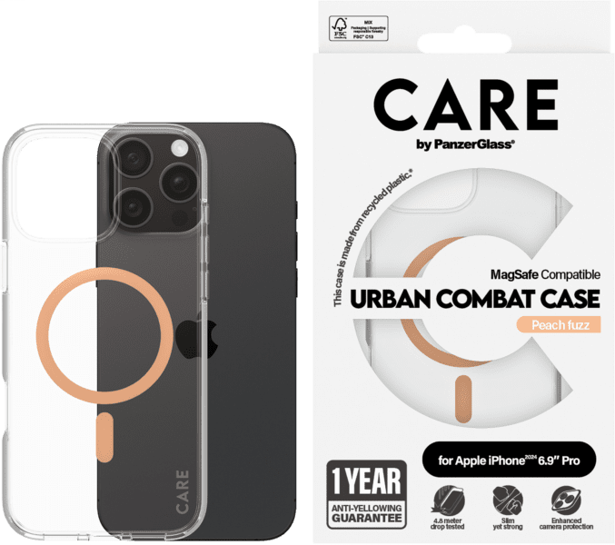 PanzerGlass CARE Flagship Colors iPhone 16 Pro Max peachy