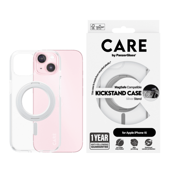 PanzerGlass CARE Feature Kickstand iPhone 15 silber