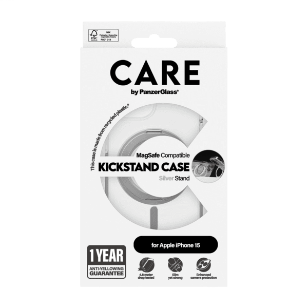 PanzerGlass CARE Feature Kickstand iPhone 15 silber