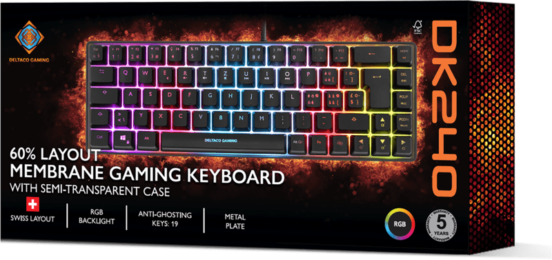 Deltaco DK240 mini 60% Gaming Tastatur semi-transparent