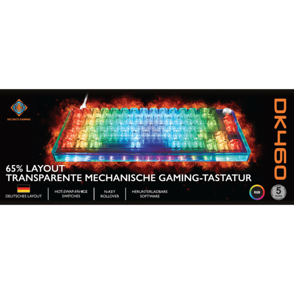 Deltaco DK460 Gaming Tastatur mini mechanisch transparent