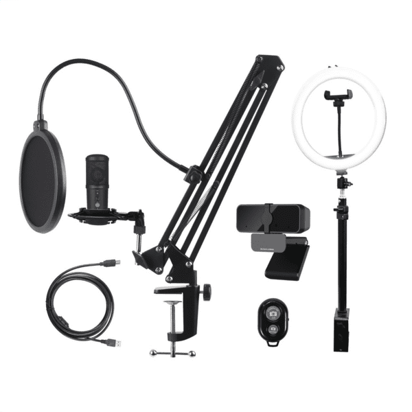 Deltaco Streaming Kit -Mikro, Lichtring, Webcam, Ständer Deltaco Streaming Kit -Mikro, Lichtring, Webcam, Ständer