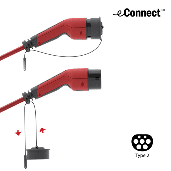 DEFA Ladekabel eConnect Red Mode3 20A/1Phase/Typ2/5m