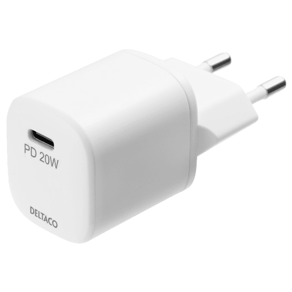 Deltaco PD Ladegerät 20W USB-C+Lightning Kabel 1m weiß