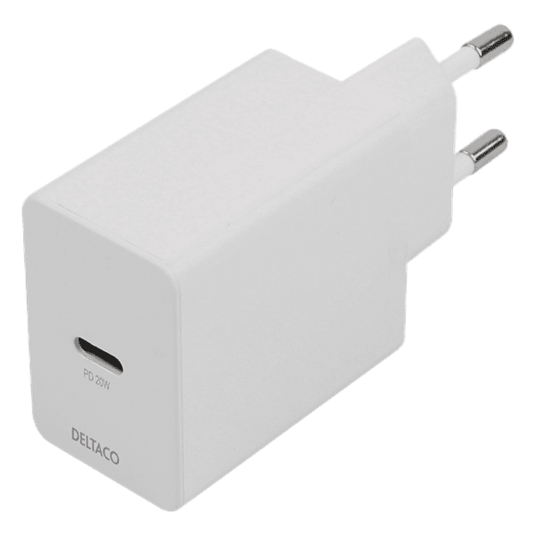 Deltaco PD Ladegerät 20W USB-C+USB-C Kabel 1m weiß