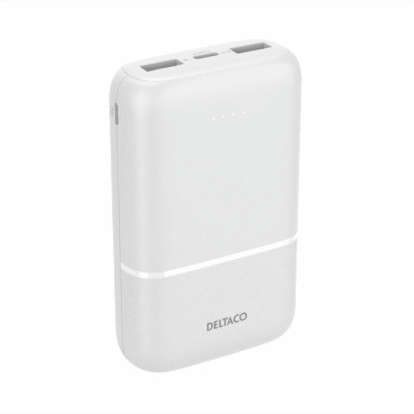 DELTACO Powerbank 10000mAh USB-C/2x USB weiß