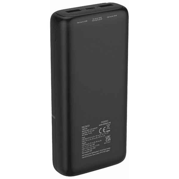 DELTACO Powerbank 20000mAh 20W PD USB-C/2x USB schwarz