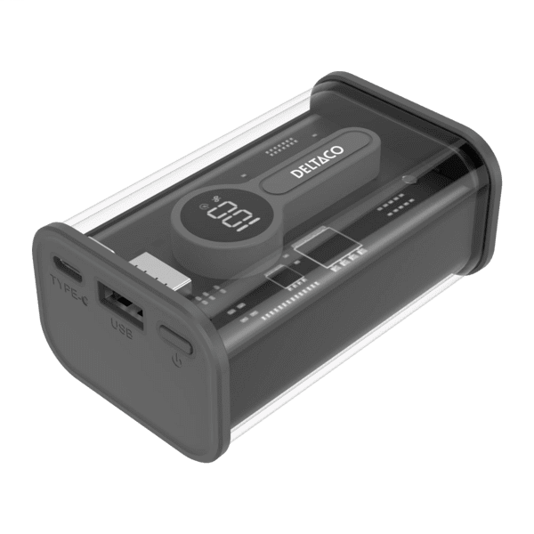 DELTACO Powerbank 10000mAh USB-C/USB transparent