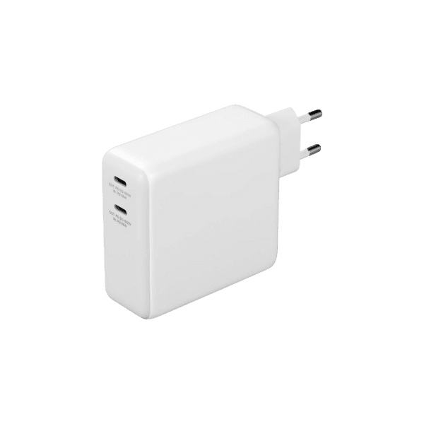 Deltaco Ladegerät 2x USB-C m. Powerbank 9600mAh weiß