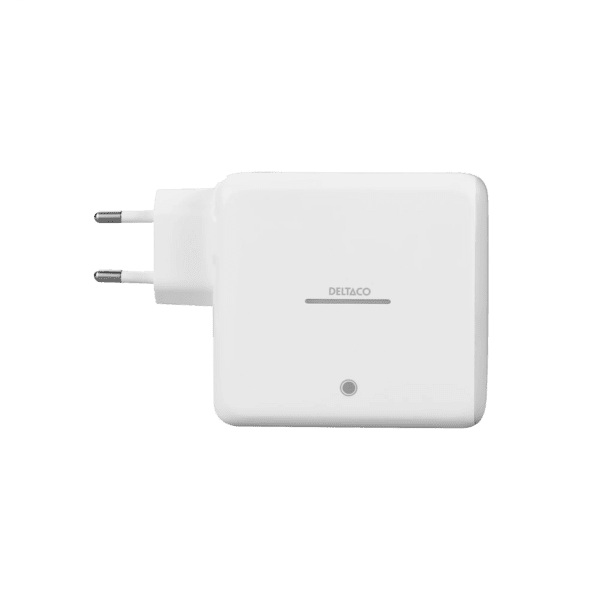 Deltaco Ladegerät 2x USB-C m. Powerbank 9600mAh weiß