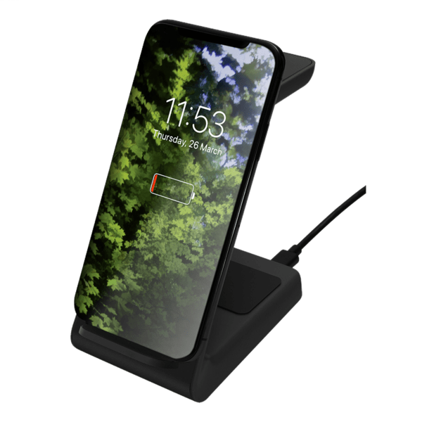 DELTACO Wireless Charger Stand 3in1 schwarz