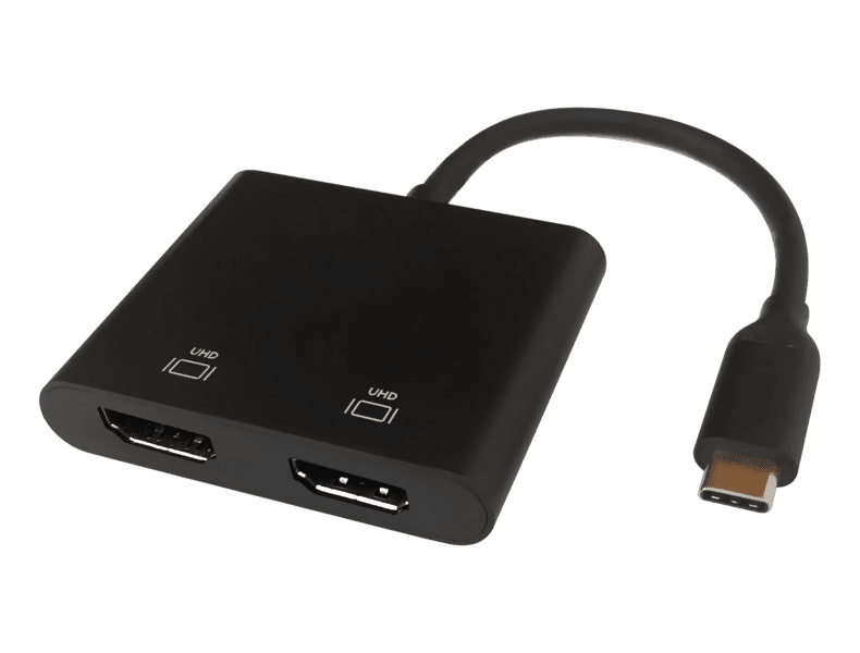 DELTACO USB-C MST Hub 2x 4K/60Hz 2x HDMI 0,1m schwarz