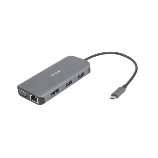 DELTACO USB-C Dockingstation 3xUSB/SD/microSD/RJ45/HDMI si DELTACO USB-C Dockingstation 3xUSB/SD/microSD/RJ45/HDMI si