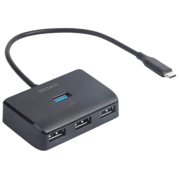 DELTACO USB-C Hub 4x USB 5 Gbit/s schwarz DELTACO USB-C Hub 4x USB 5 Gbit/s schwarz