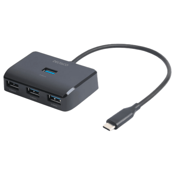 DELTACO USB-C Hub 4x USB 5 Gbit/s schwarz DELTACO USB-C Hub 4x USB 5 Gbit/s schwarz