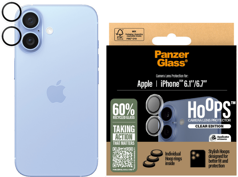 PanzerGlass Hoops Kamera SP iPhone 16/16 Plus transp. PanzerGlass Hoops Kamera SP iPhone 16/16 Plus transp.