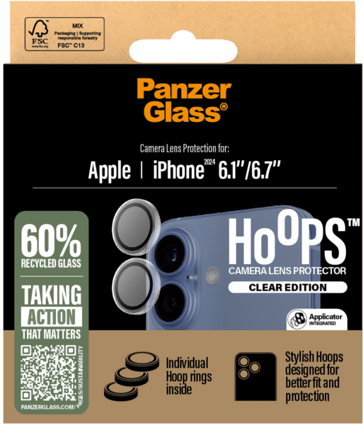 PanzerGlass Hoops Kamera SP iPhone 16/16 Plus transp. PanzerGlass Hoops Kamera SP iPhone 16/16 Plus transp.