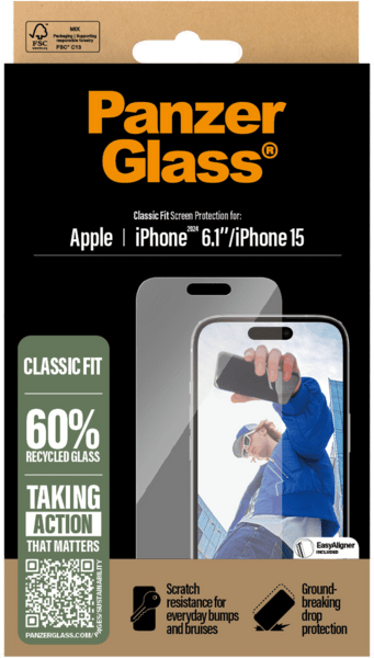 PanzerGlass SP iPhone 16 Classic Fit