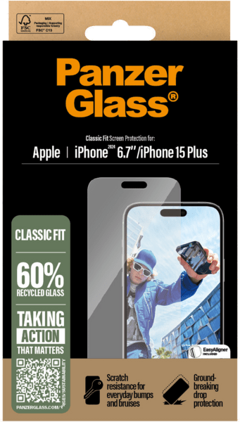 PanzerGlass SP iPhone 16 Plus Classic Fit