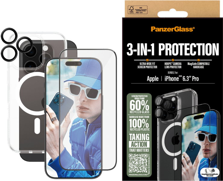 PanzerGlass 3in1 Protection Bundle iPhone 16 Pro