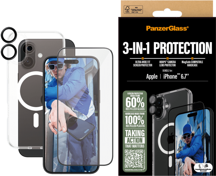 PanzerGlass 3in1 Protection Bundle iPhone 16 Plus