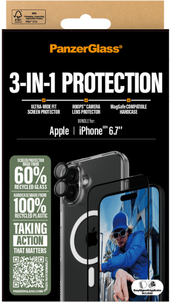 PanzerGlass 3in1 Protection Bundle iPhone 16 Plus