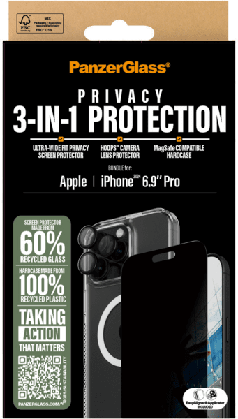 PanzerGlass 3in1 Privacy Protection Bundle iPhone 16 Pro Max