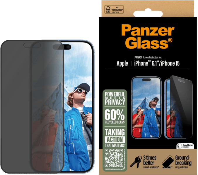 PanzerGlass Privacy SP iPhone 16 UWF