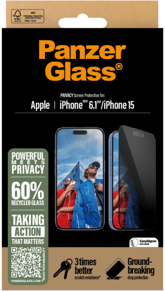 PanzerGlass Privacy SP iPhone 16 UWF